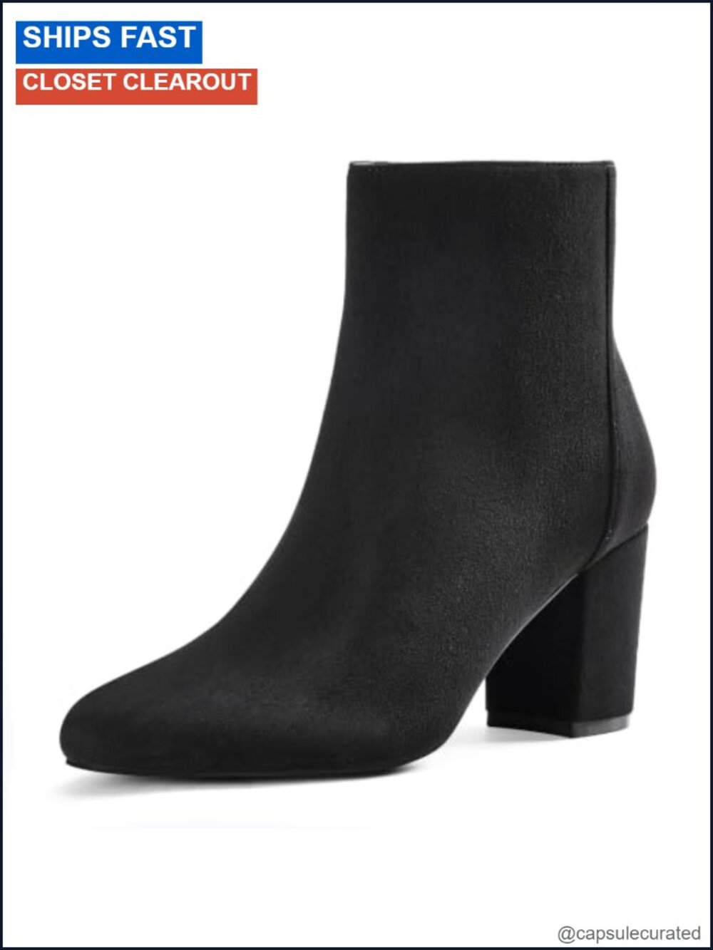Women's Round Toe Chunky Heel Ankle Booties with Side Zipper Easy On Off Fall
